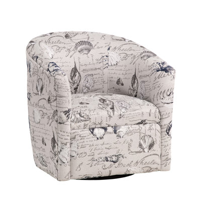 Fauteuil rotatif confortable avec cadre pivotant à finition grise, thème bord de mer