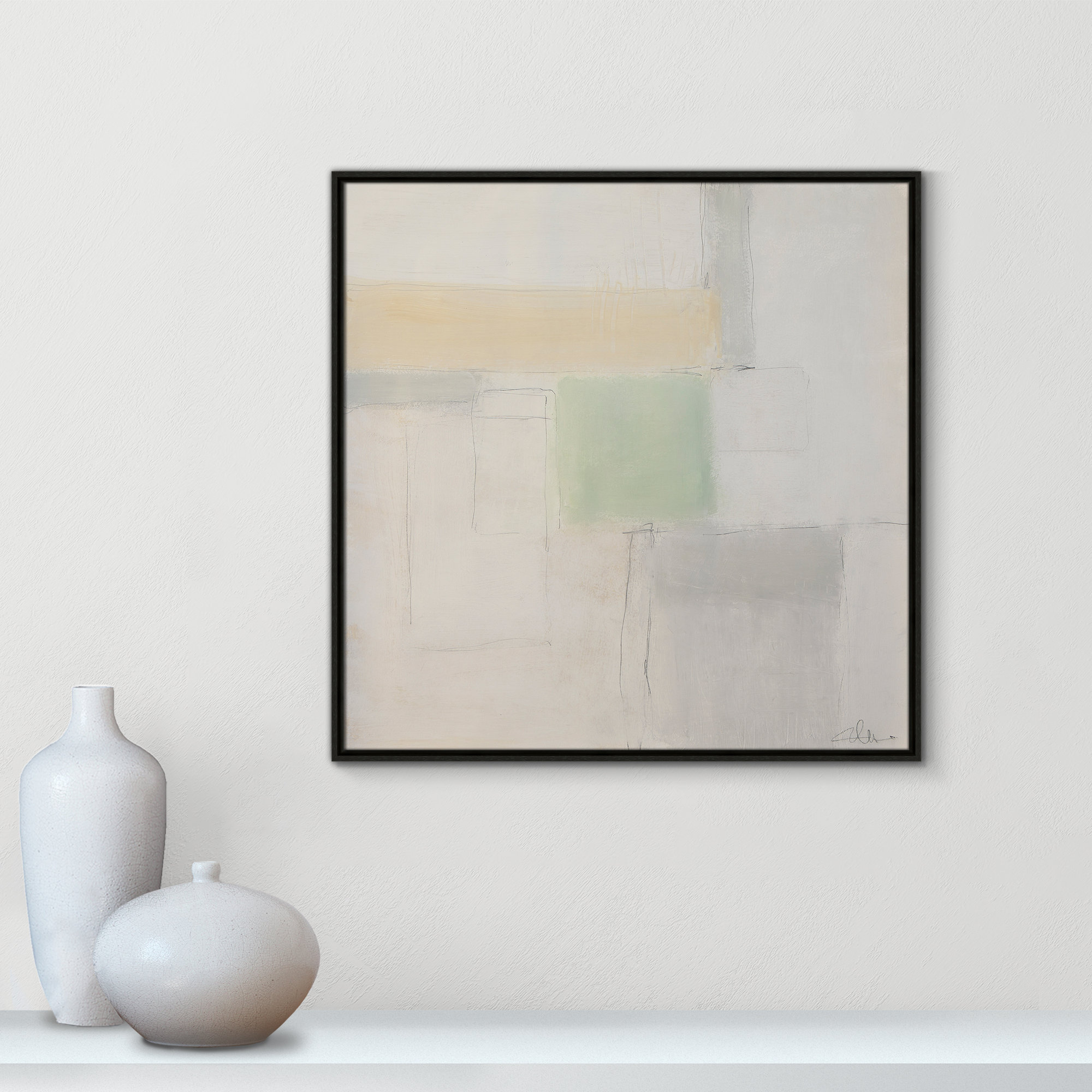 Powder Room Whispers-I by - Floater Frame Print on Canvas, Espresso Framed, 31.5" H x 31.5" W x 2" D