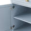 Îlot de cuisine 52 po en bleu gris Rangement spacieux avec 2 portes, 5 tiroirs, porte-serviettes et porte-épices. Tablette réglable. Mobile sur roulettes, verrouillable. Et placage de chêne. .-347809409-347809411