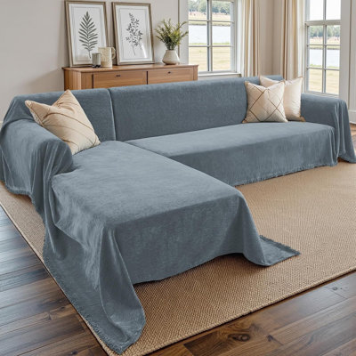 Housse pour canapé modulaire en chenille - Protecteur pour animal de compagnie lavable en L 2 pièces