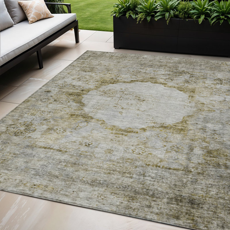 Tapis d'intérieur et d'extérieur lavable taupe brun et gris 5 pi x 8 pi