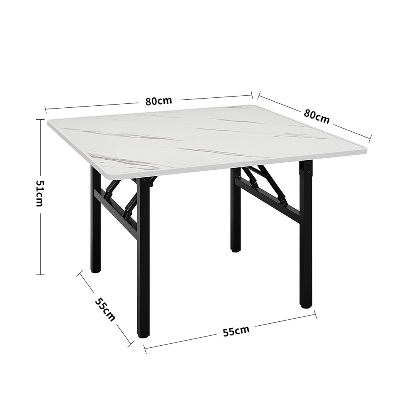 Denniston Metal Base Dining Table, 51cm H x 80cm L x 80cm W, White, Black