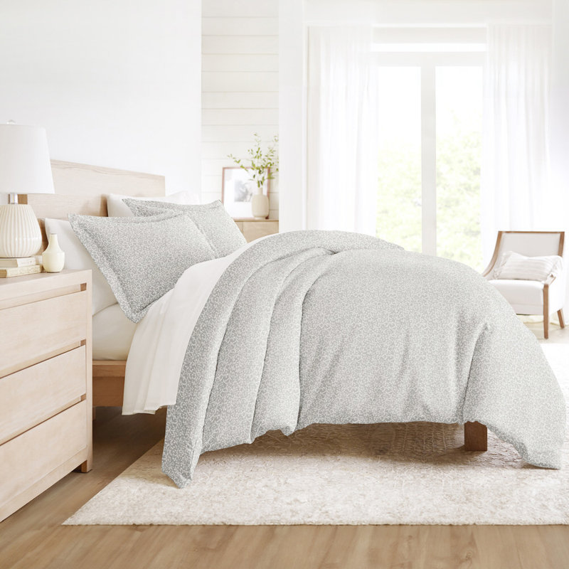 Ensemble de housse de couette en microfibre à motif de treillis de vigne, Housse de couette pour très grand lit et 2 taies 