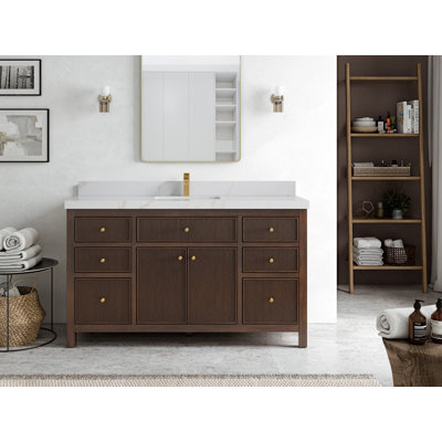 Teck de 60 po Sonoma X P 22 po De meuble-lavabo simple en noyer foncé