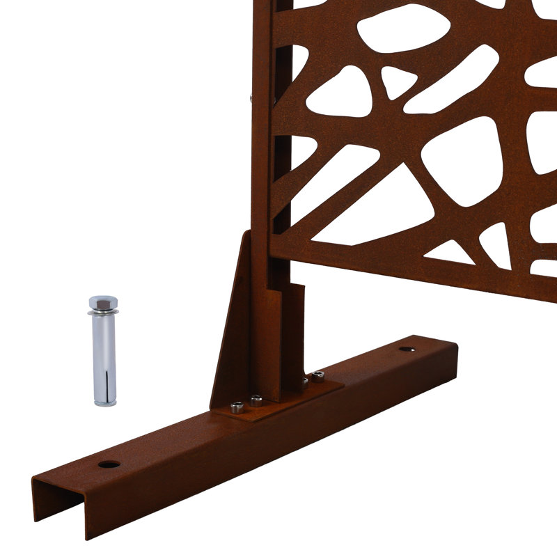 Écran d'intimité en métal rouille rouge - H48 po pour patio, terrasse, balcon, moustiquaire d'intérieur, idéal, Rouge rouille