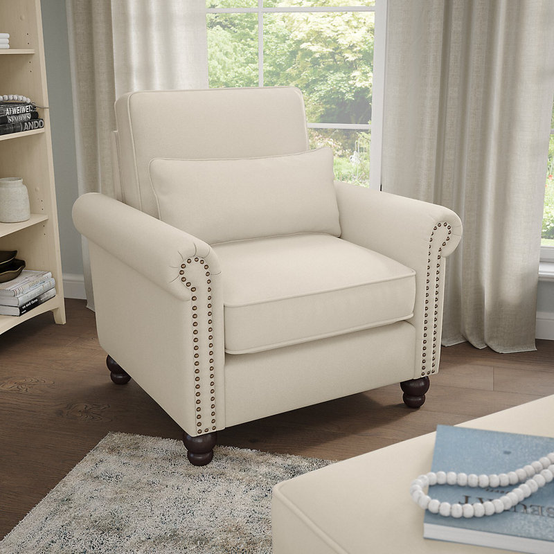 Atifah Upholstered Armchair, Cream Polyester