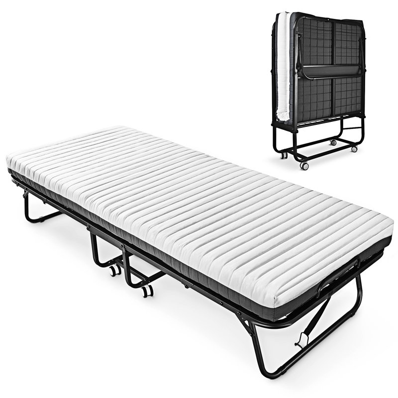 Lit pliant avec matelas inclus en mousse à mémoire de forme