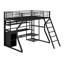 Lit mezzanine double en métal avec poste de travail et rangement multiple
