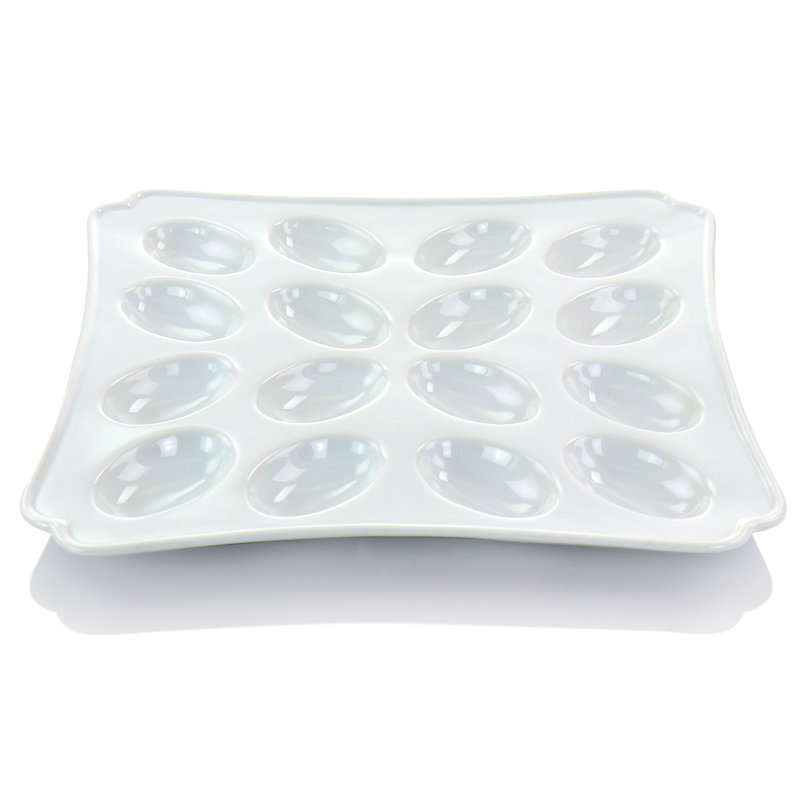 Martha Stewart 12 Inch Ceramic Deviled Eggs Serving Platter In White