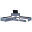 Lit plateforme en L avec lit gigogne et rangement pour bureau - revêtement gris, construction, bibliothèque simple rembourrée, simple, idéale pour les amoureux de la lecture