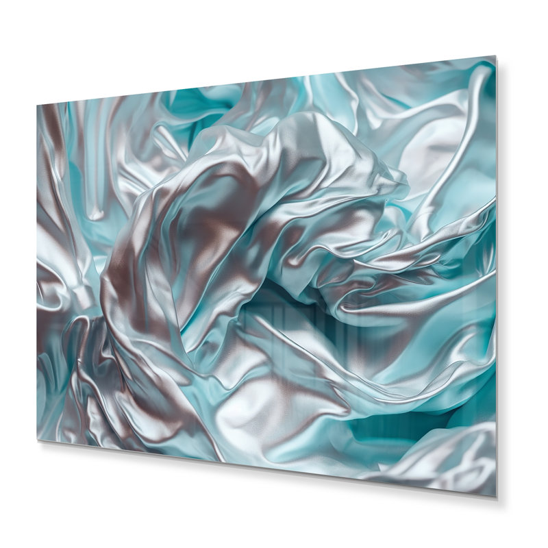 " Silver Blue Dancing Colors ", 16" H x 32" W