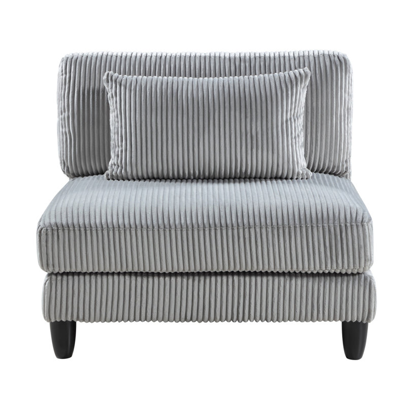 Fauteuil de salon en velours côtelé gris