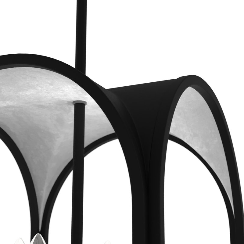 12" Black Iron and Silver Leaf Lantern Pendant Light