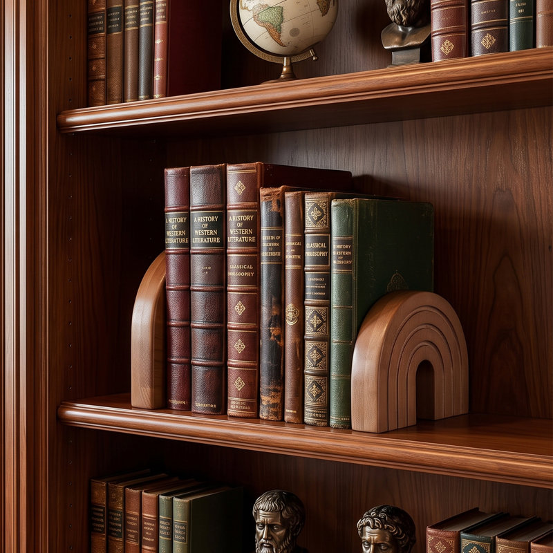 Solid Wood Concrete Agate Non-Skid Bookends Bookend