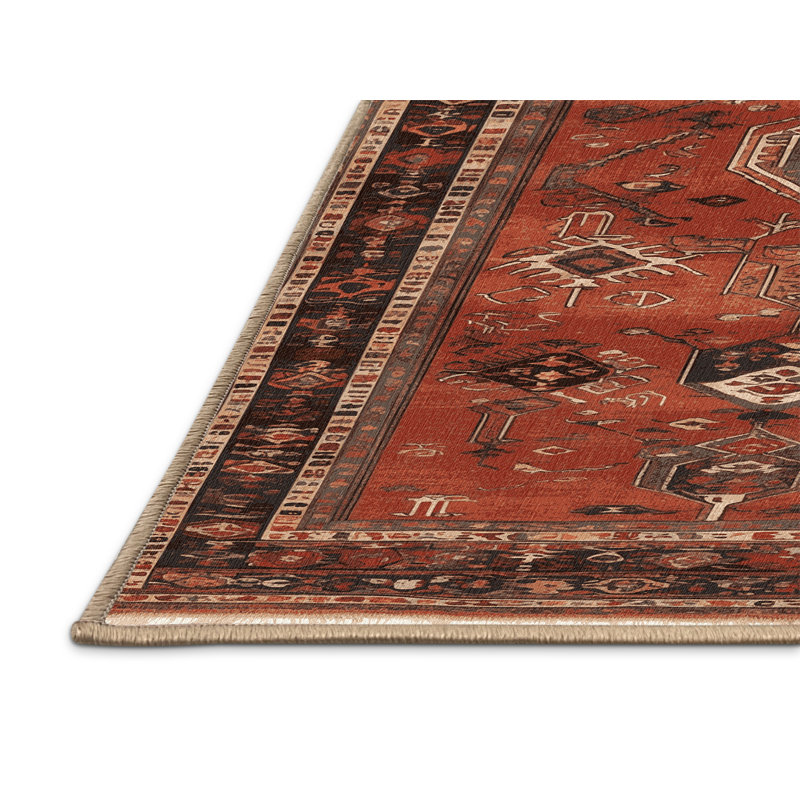 Tapis brun turc lavable à la machine, Rond 6 pi