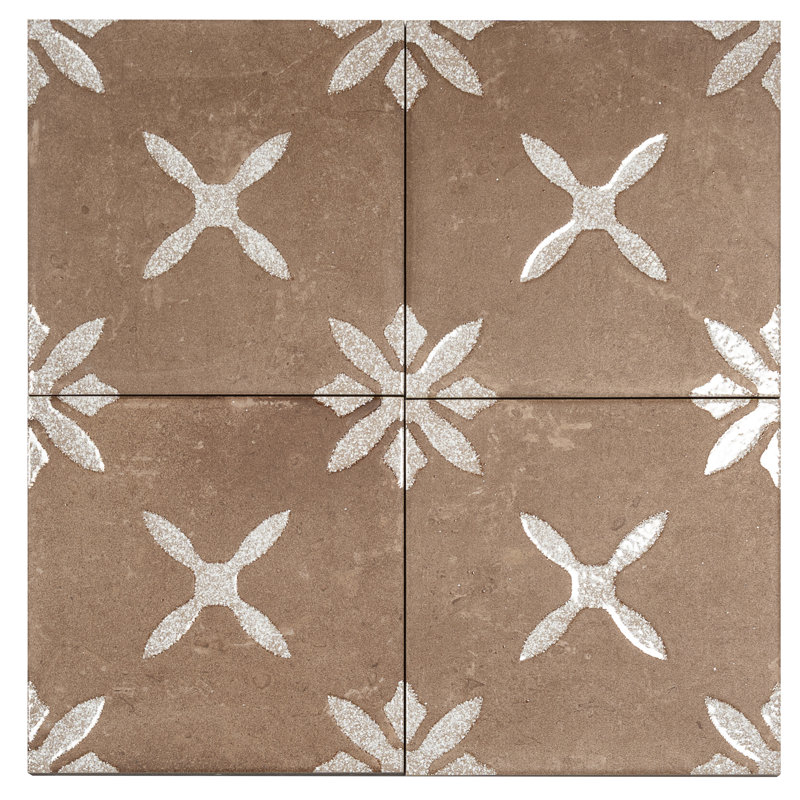 Carreau de mur et de plancher carré en porcelaine brun terre cuite 9x9 Palmera (paquet de 6,96 pieds carrés / boîte)