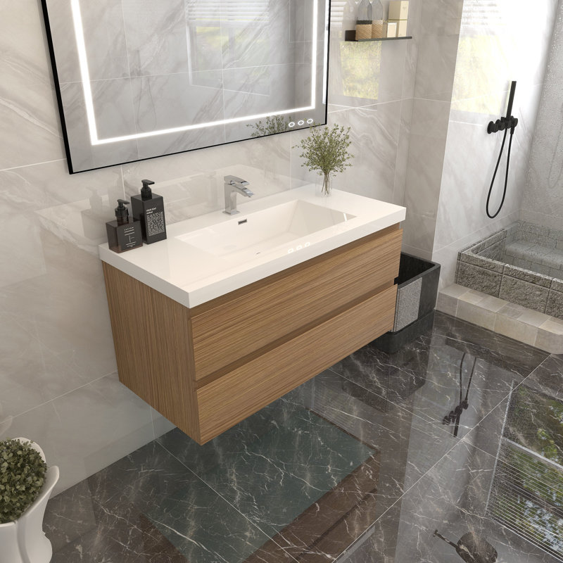Turnerville 42'' Single Bathroom Vanity with Acrylic Top, Rose Wood