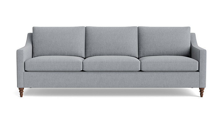 Vera Sofa (95"), Performance Weave - Natural, Walnut Finish (Turned)