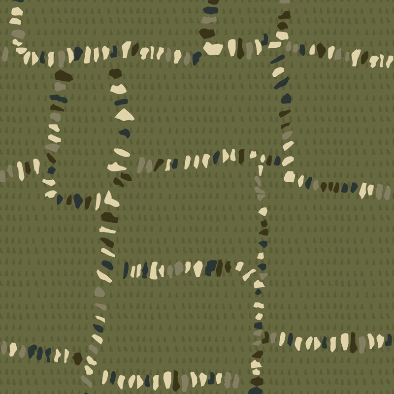 Tulum Ruins Wallpaper, Olive, Faux Grasscloth, Non-Pasted