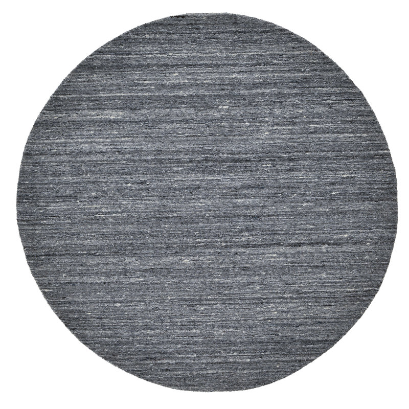 , Anthracite Round Pure Solid Colour Hand Woven Hand Loomed Area Rug, Round 100cm