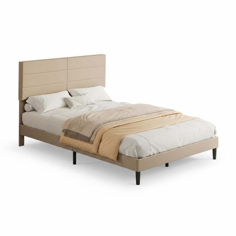 Base de lit tapissier Modern, Beige