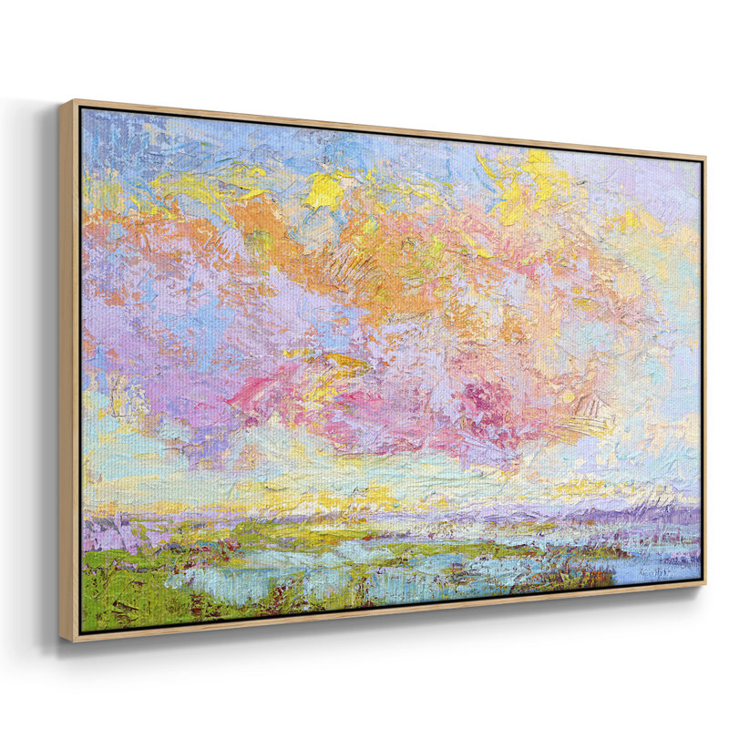 " On A Summer'S Eve ", 27" H x 41" W x 2" D, Natural Floater Framed Canvas