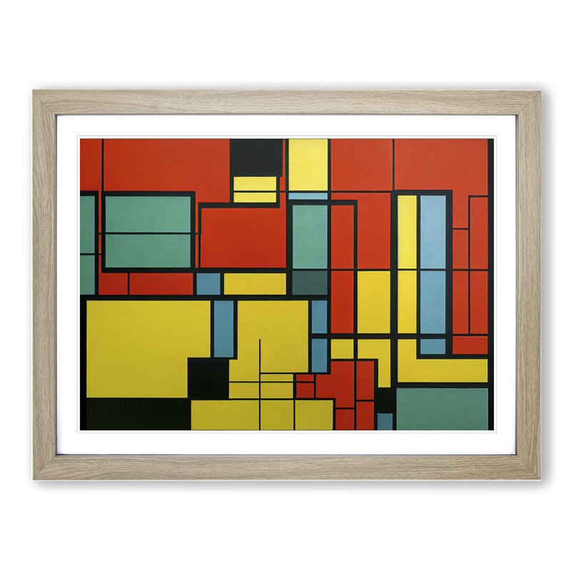 Cubism Abstract Vol.5 - Framed Print, 34cm H x 46cm W x 2cm D, Oak