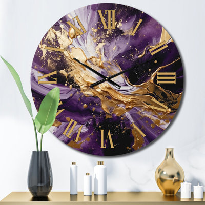 Horloge murale mauve et or liquide Magic III