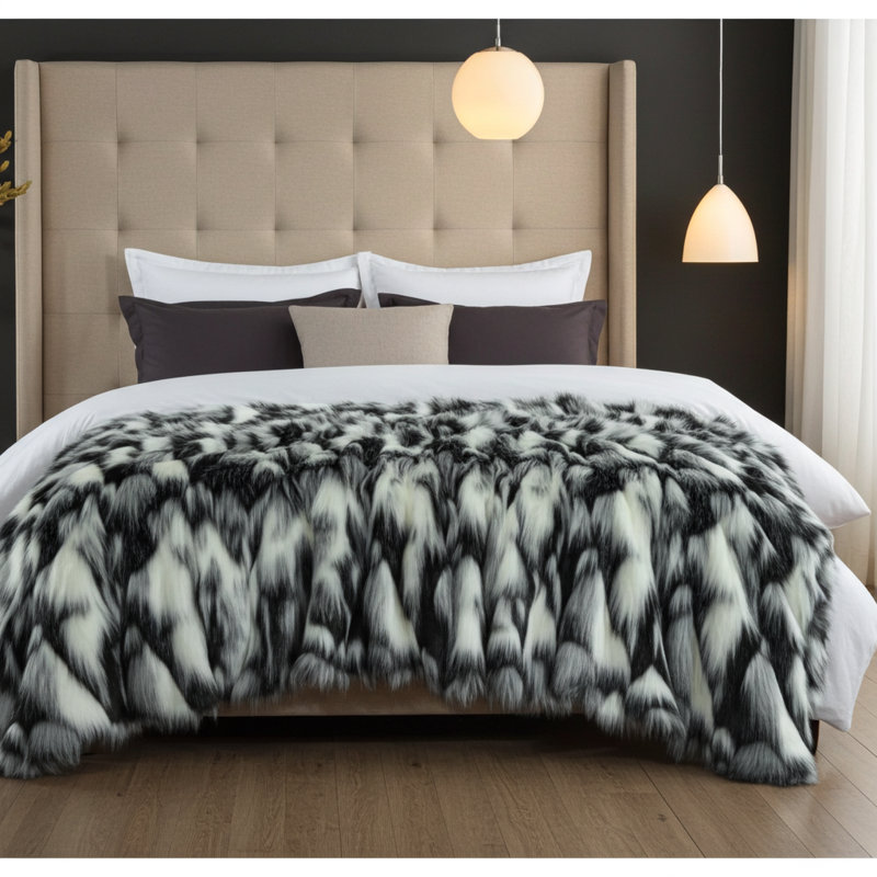 Couverture luxueuse fabriquée à la main Tibet Fox, l 110 po x L 96 po