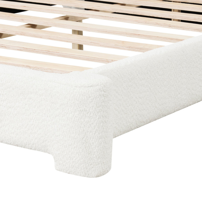 Grand lit tapissier Boucle - Matériau blanc élégant et durable, structure solide