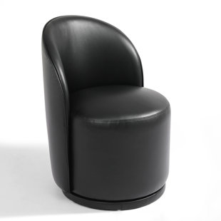 Upholstered Modern Faux Leather Barrel Swivel Side Dining Chair