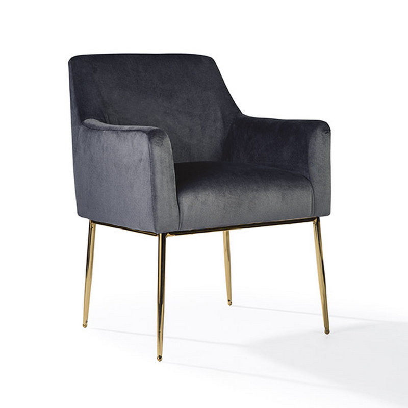 Chaise avec accoudoirs rembourrée Womack, Gris