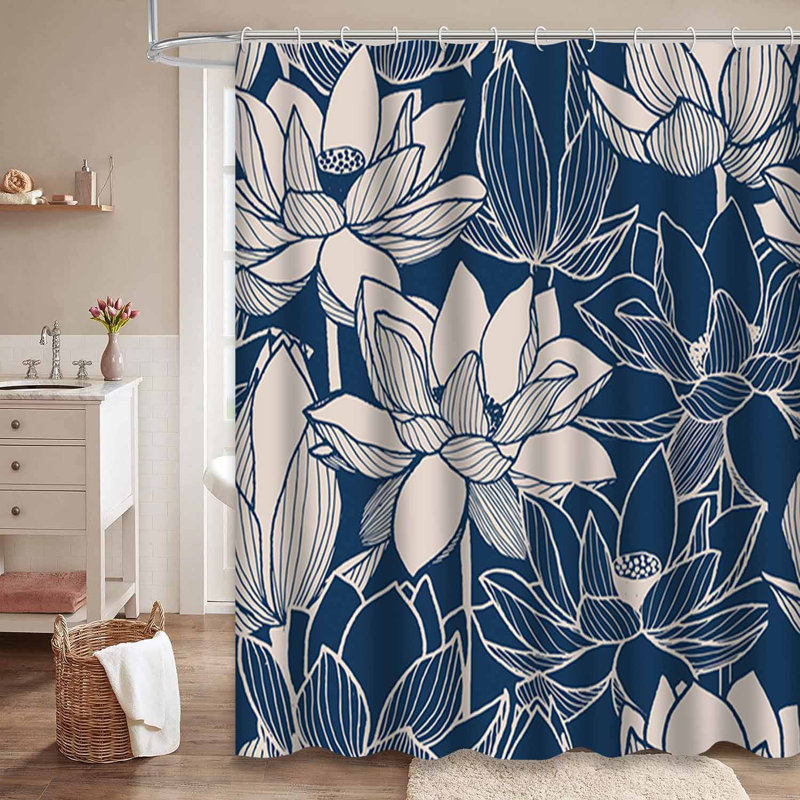 Rideau de douche Flower Flower Lotus Blue, L 72 po x l 78 po