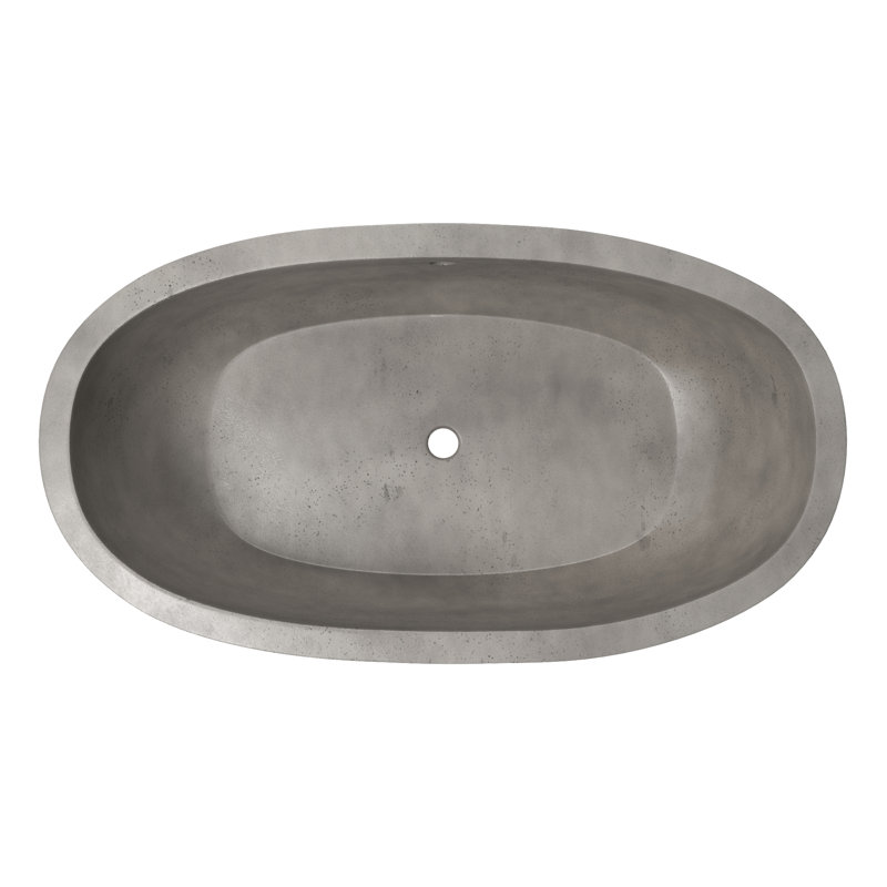 Avalon NativeStone Freestanding Soaking Cement Bathtub, 22" H x 36" W x 66" L, Ash