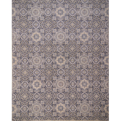 Tapis gris et gris foncé noué à la main de haute qualité