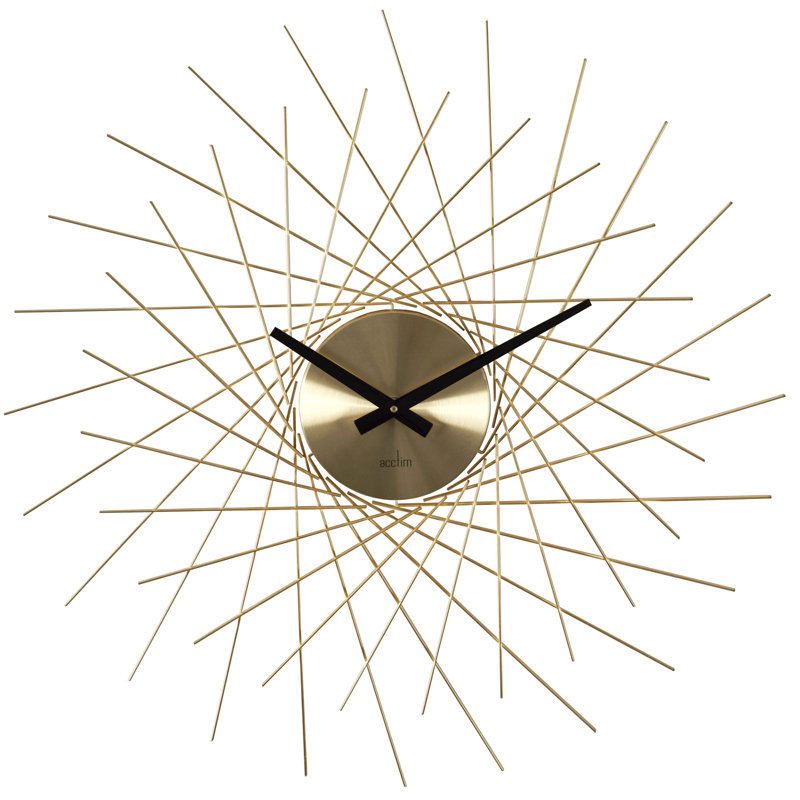 Acctim Large Wall Clock Quartz Spoke Geometric Spun Metal 50cm, Gold