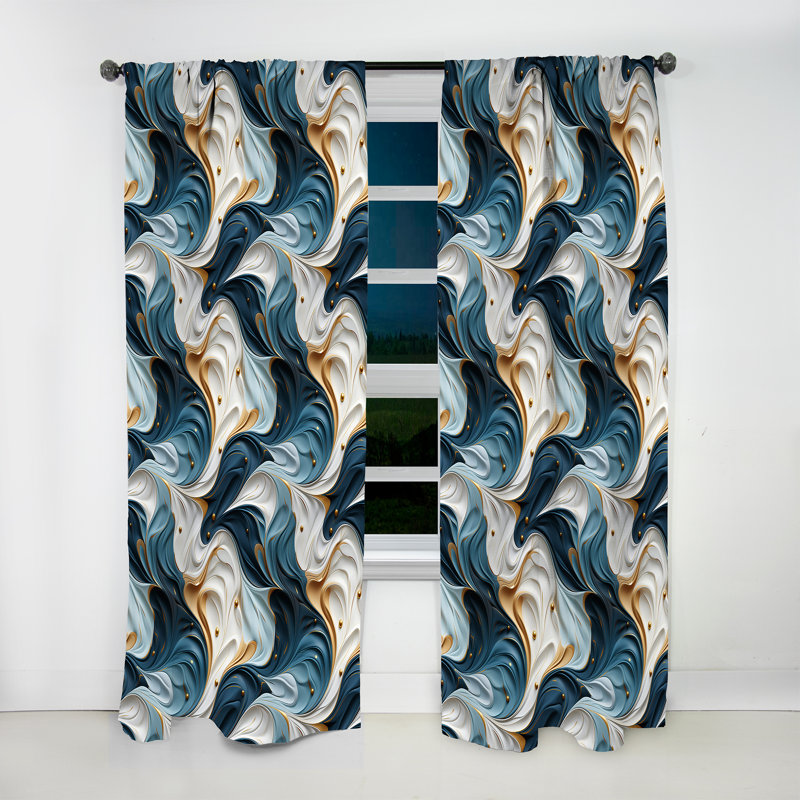 Tribal Fusion Marble Motif II - Rideau obscurcissant en marbre abstrait - 1 panneaux, L 52 po x L 84 po