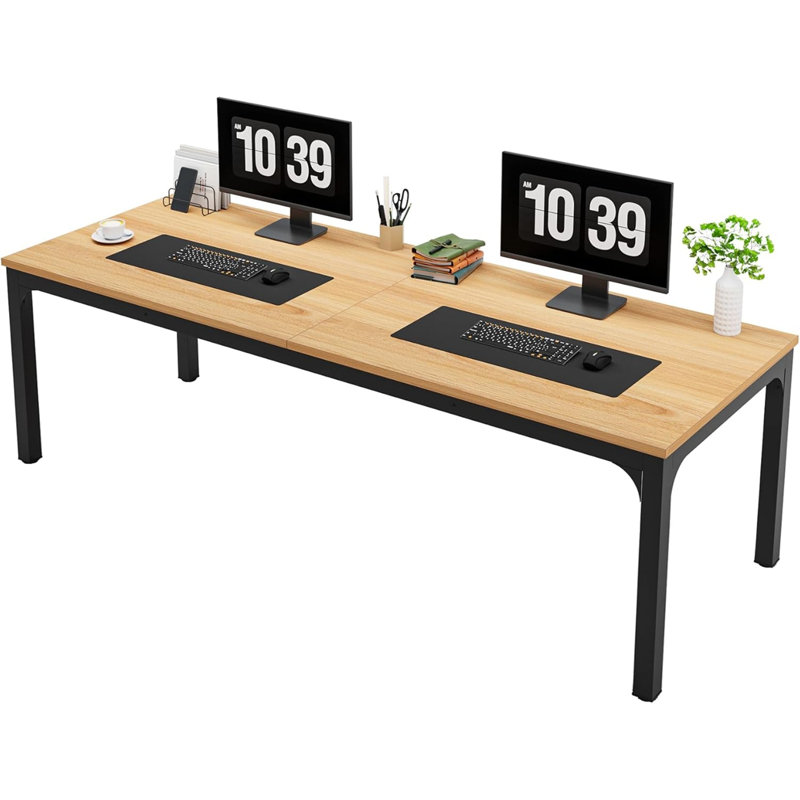 Grande table de salle à manger rectangulaire 78 po brun pour 78 personnes - table seulement, Walnut/Black