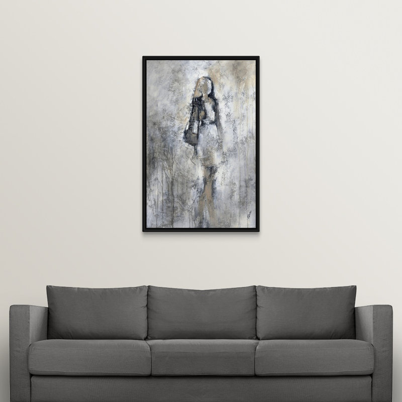 « promenade i », peinture sur toile, H 49,7 po x l 33,7 po x p 1,75 po, Cadre flottant noir