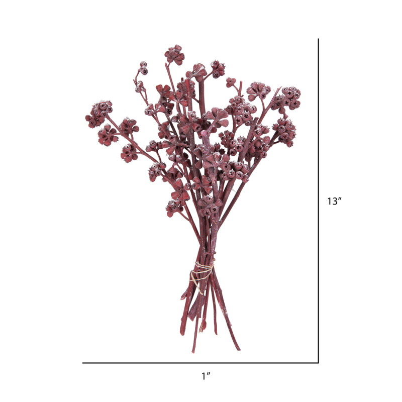Branche de feuillage préservé de 13 po, Rouge