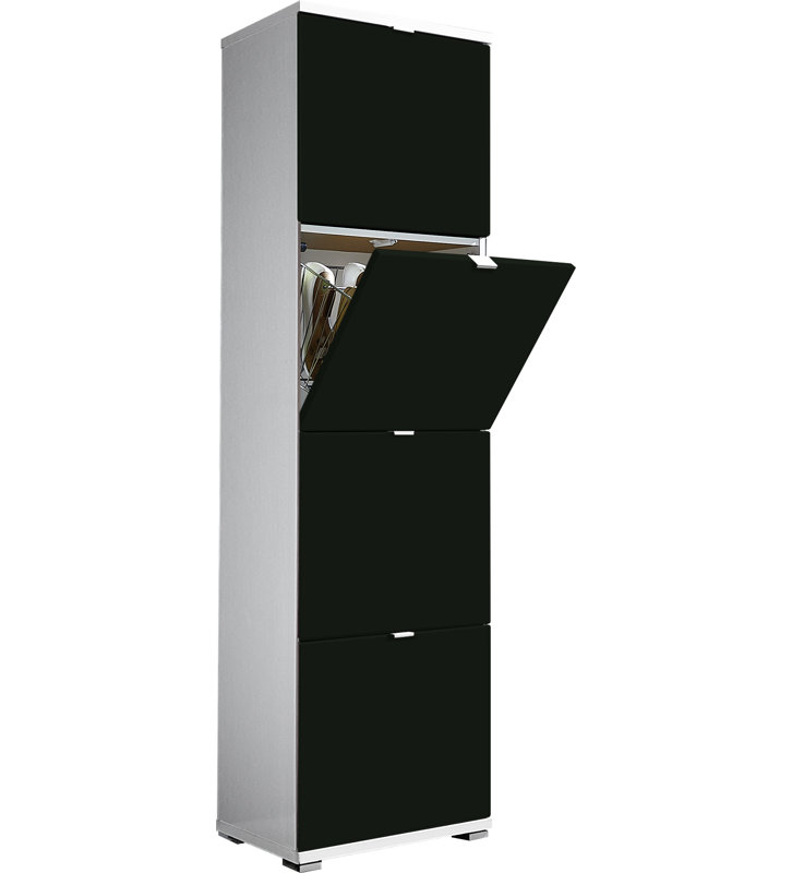 Espinoza 16 Pair Flip Down Shoe Storage, Black