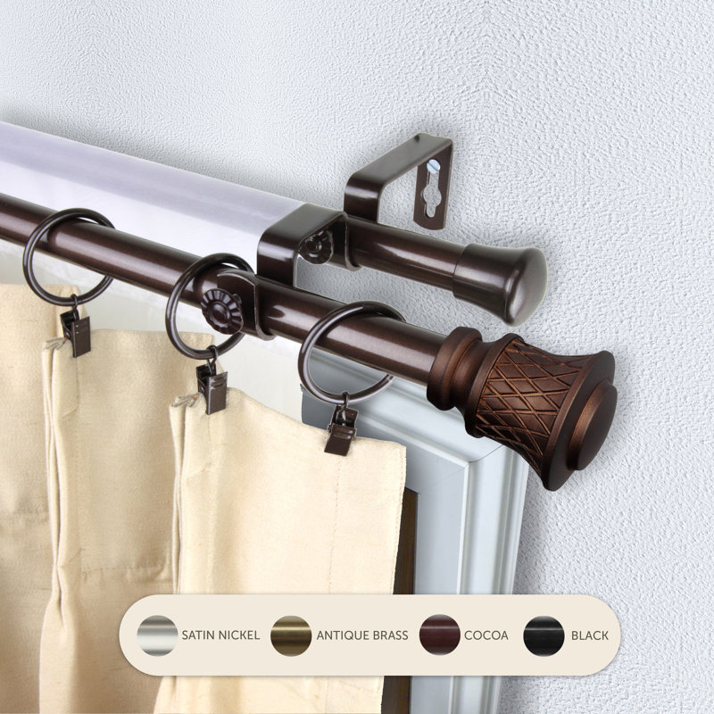 Tringle à rideaux double 3/4 po Lennart, Cacao, 48" – 84"