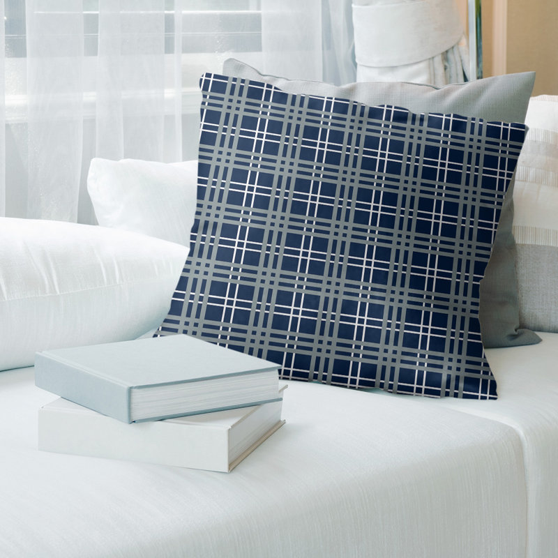Coussin Los Angeles, 18" x 18", Housse de coussin seulement - sans coussin, Bleu foncé Dallas 