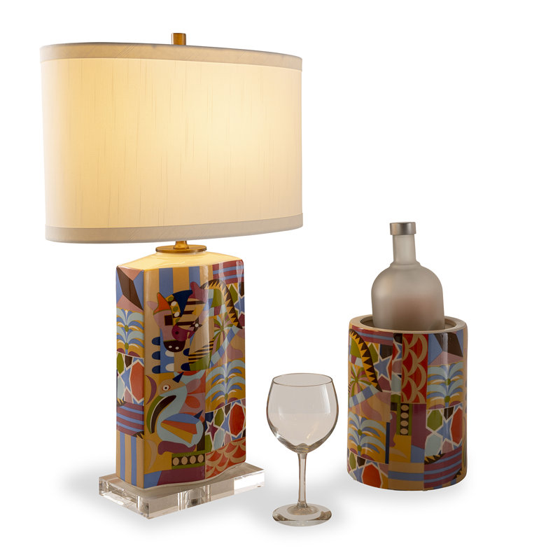 Jade Garden Accent Lamp, Green/Aged Brass