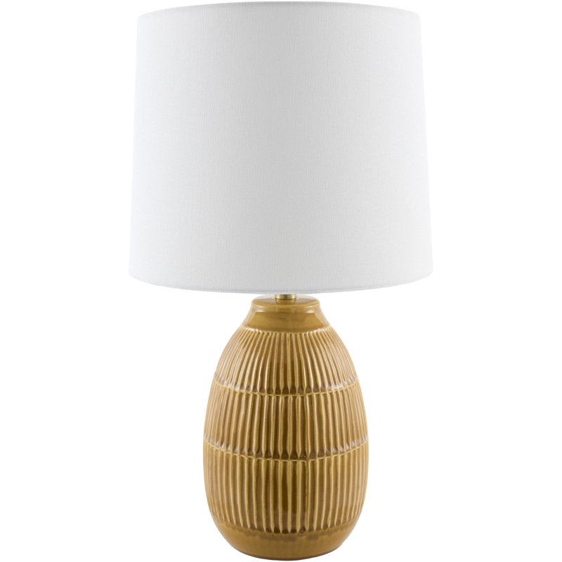 Lampe de table Audrys, Lin lin, Blanc, Orange