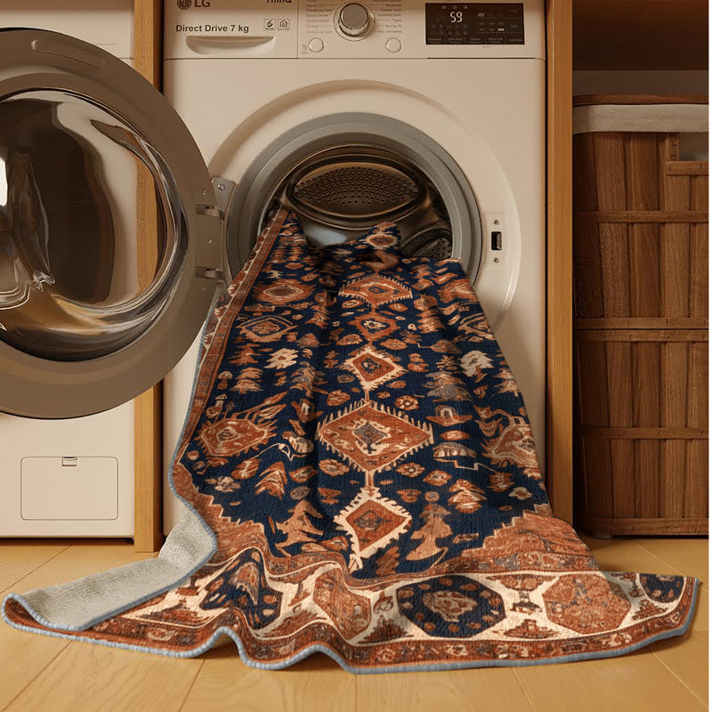 Tapis brun turc lavable à la machine, Rectangulaire 2 pi x 3 pi