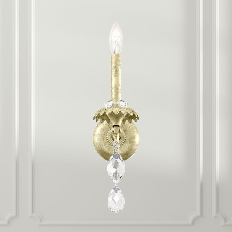 Helenia 1 Light 4.5in x 17in Wall Sconce in Heirloom Gold with Clear Heritage Handcut Crystals, Heirloom Silver