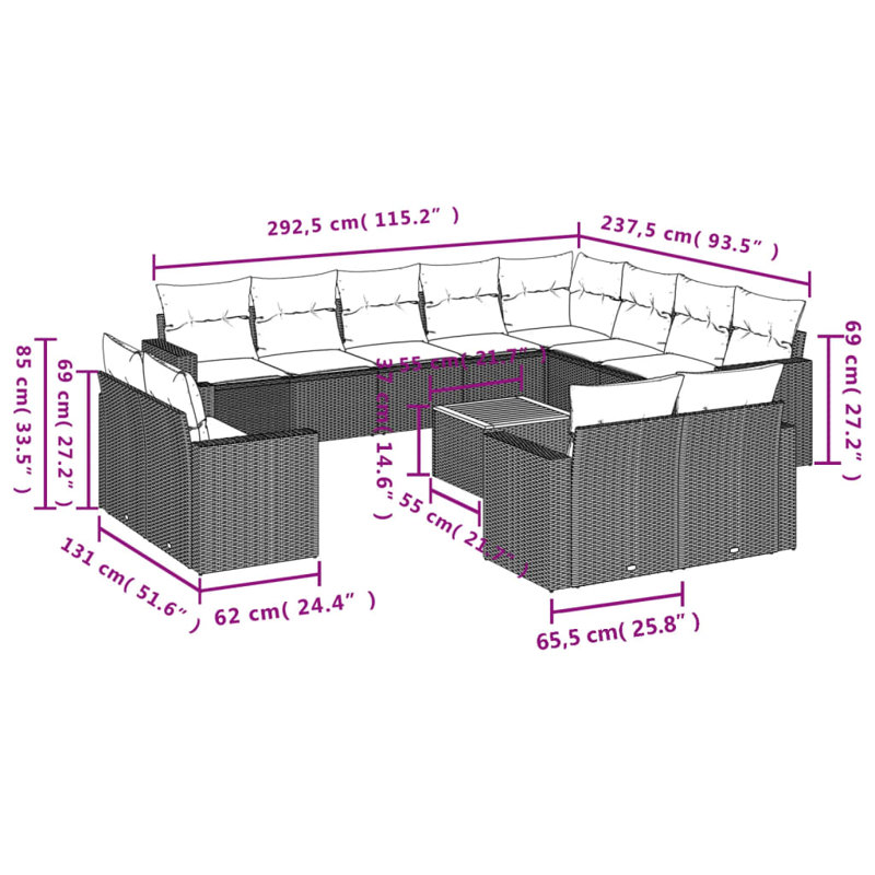  Ensemble de canapé de jardin beige