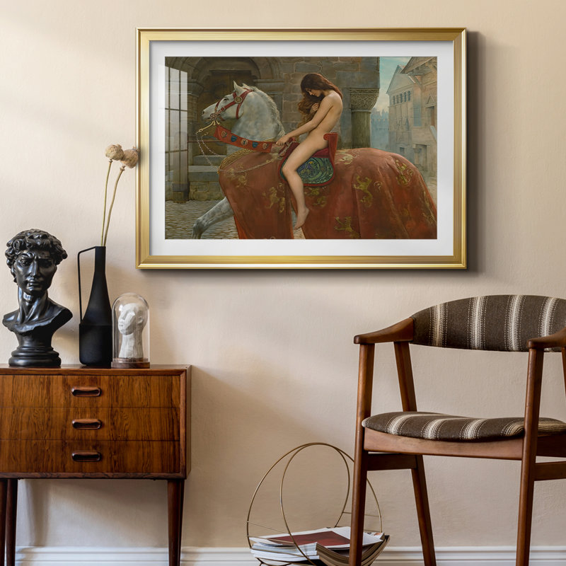 Lady Godiva-John Collier - reproduction encadrée avec passe-partout et verre - 1898, 22,5 x 30,5, Impression encadrée, Doré