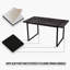 Table de salle à manger rectangulaire, 150 cm, noire, pieds en métal, plateau épais de 3,8 cm, pour 4 à 6 personnes, usage domestique et cuisine, avec structure et plateau épais.